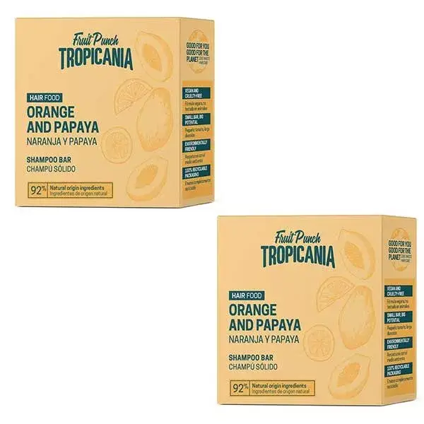 Tropicania Soin Shampoing Solide Orange Papaye 50g x2