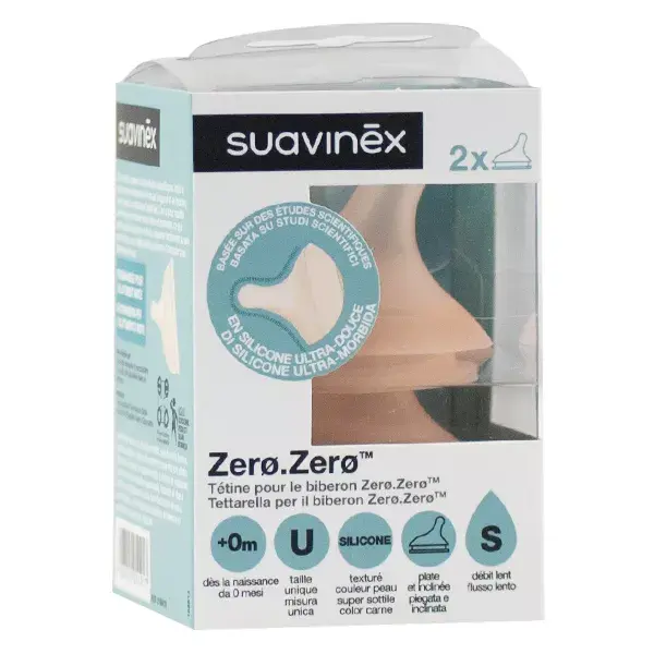 Suavinex Tetina Anticólico Flujo Lento Zerø Zerø Pack de 2
