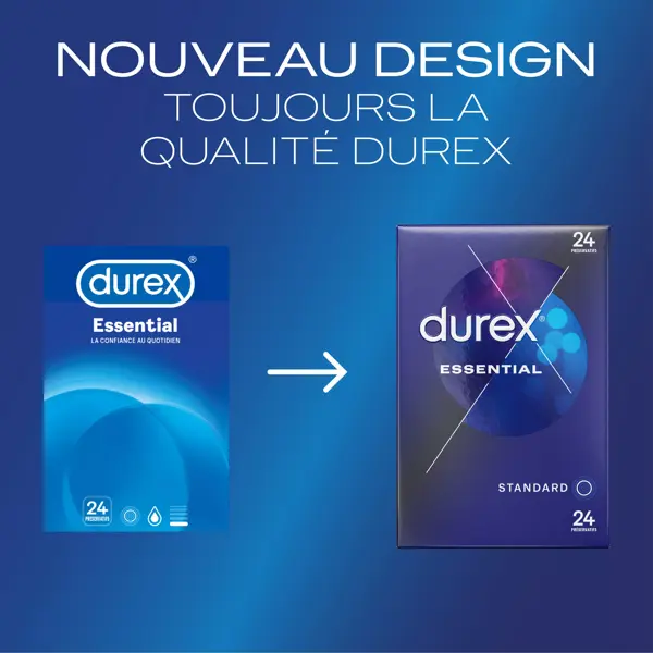 Durex Préservatifs Essential - 24 Préservatifs Extra Lubrifiés - Confort et Sécurité