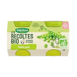 Blédina Les Récoltes Bio Pot Petits Pois +4m 2 x 130g