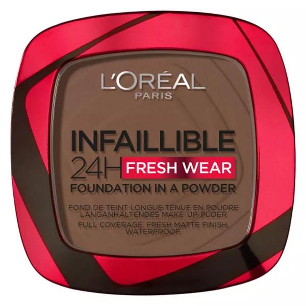 Base de maquillaje en polvo Infallible 24H Fresh Wear de L'Oréal Paris n.° 390 Ébano, 9 g