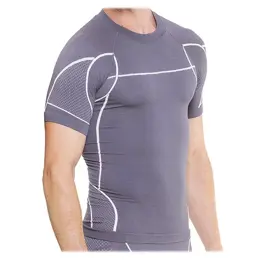 Cellutex T-shirt de Compression Running Gris & Ecru pour Homme Taille S/M