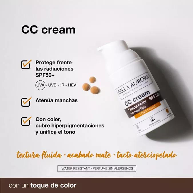 Bella Aurora CC Cream Crema Color Antimanchas Tono Medio SPF50+ 30 ml
