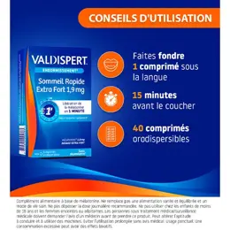 Valdispert Sommeil Rapide Extra Fort 1.9mg Mélatonine Lot de 2 x 40 comprimés