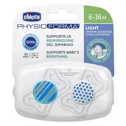 Chicco Sucette Physio Light Silicone Bleu 6-16m 2 unités