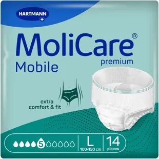 MoliCare Mobile Fraldas Absorventes para Incontinência 5 Gotas Tamanho L 14 unidades