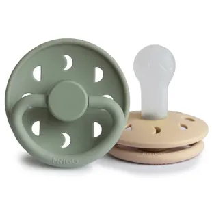 Frigg Moon Phase Pacifier Block Silicone Croissant/Sage +6m 2 units