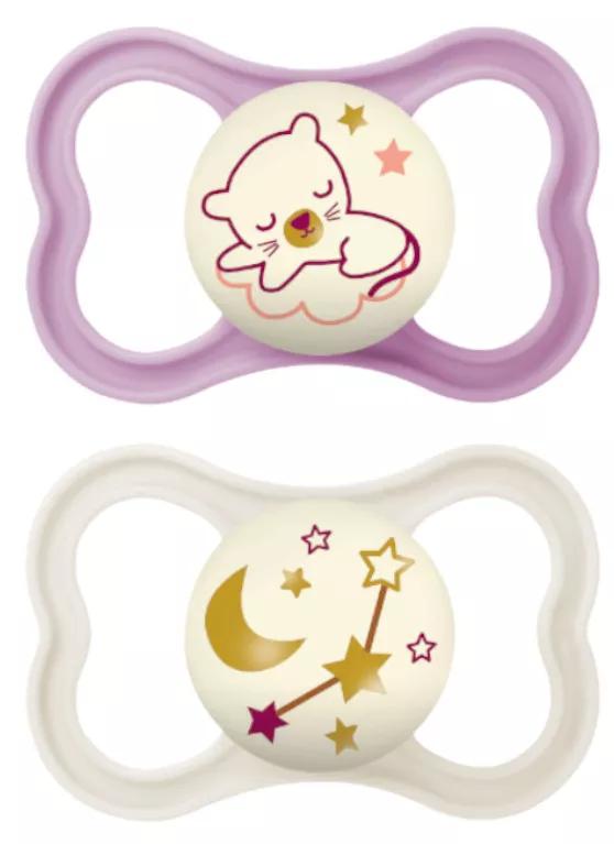 Mam Baby Chupete Air Night Silicona +6m Rosa 2 uds