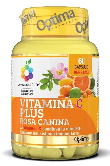 Optima Naturals Colours of Life Vitamina C Con Plus Rosa Canina Integratore Difese Immunitarie 60 Capsule