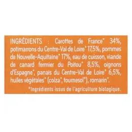 Babybio Repas Midi Pot Carotte Potimarron Pomme Canard +8m Bio 2 x 200g