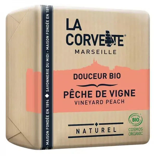La Corvette Marseille Savon Douceur Bio Pêche de Vigne 100g