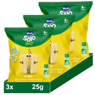 Hero Solo Puffs de Maíz y Avena Ecológicos +8m 4x25 gr