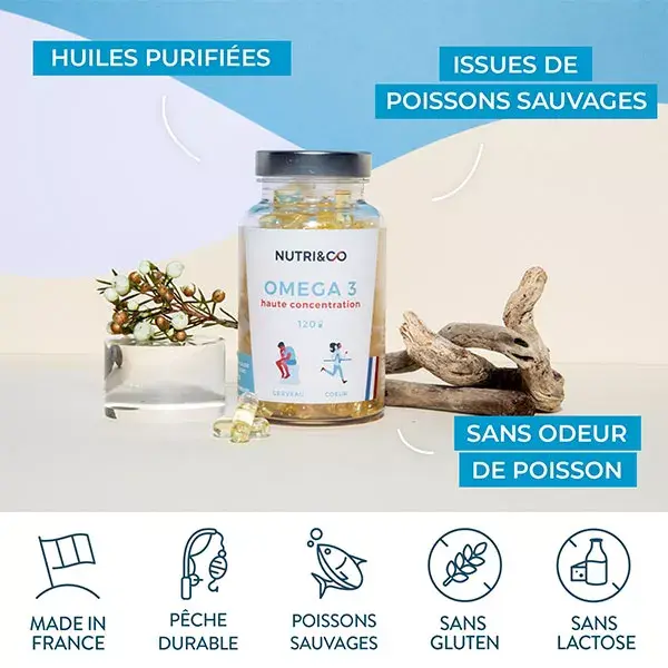 Nutri & Co Les Oméga-3 Huile de Poissons Sauvages 60 gélules