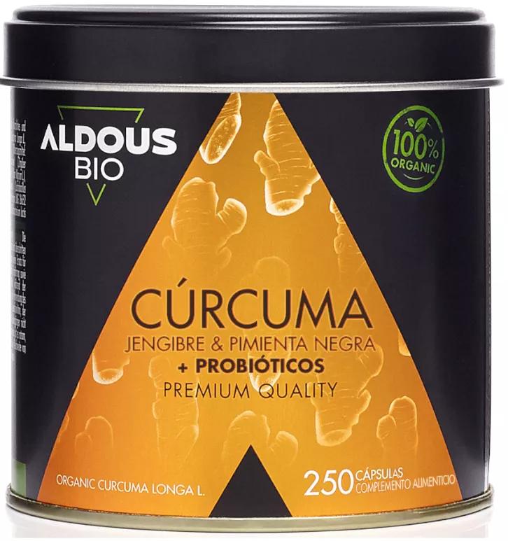 Aldous Bio Curcuma au Gingembre et Poivre Noir avec Probiotiques 250 Gélules