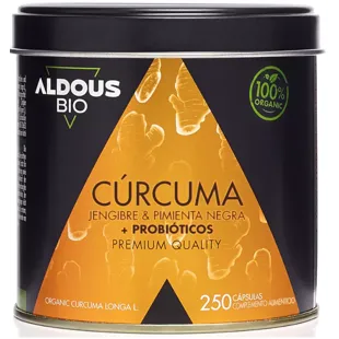 Aldous Bio Cúrcuma con Jengibre y Pimienta Negra con Probióticos 250 Cápsulas