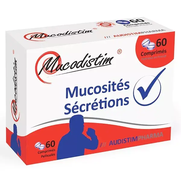Audistim Pharma Mucodistim Mucosités Sécrétions 60 comprimés
