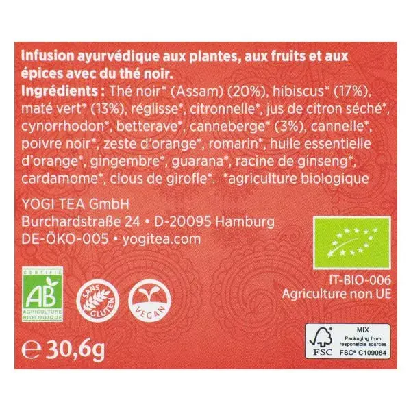 Yogi Tea energy Positive Cranberry Hibiscus 17 bags