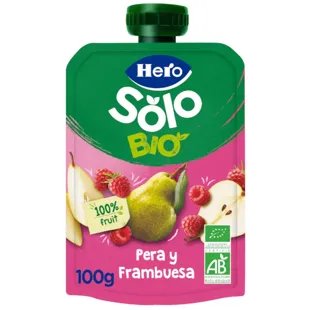 Hero Solo Bio Organic Fruit Bag Pear and Raspberry +6m 100 gr