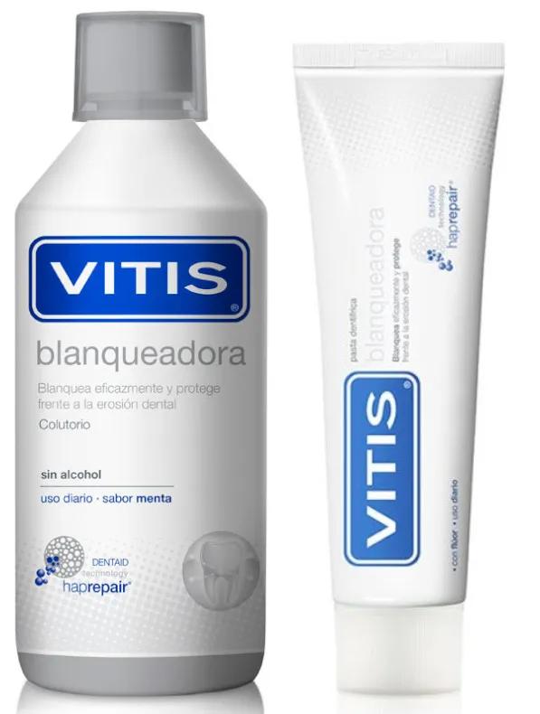 Bain de bouche blanchissant Vitis 500 ml + Dentifrice blanchissant 100 ml