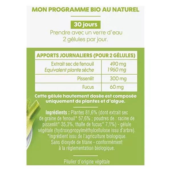 Complément Alimentaire Biosens Ventre Plat - Fenouil, Pissenlit, Fucus, 60 Gélules