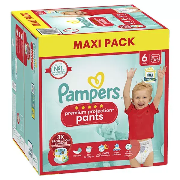 Pampers Premium Protection Pants Maxi Pack T6 (15 Kg +)