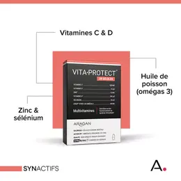 Aragan - Synactifs - VitaProtect® - Immunité - Vitamines C, D, Zinc - 30 gélules