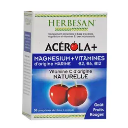 Herbesan Acerola + Magnésium Fruits Rouges 30 comprimés à croquer