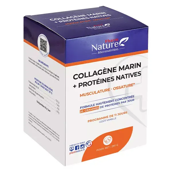 Pharm Nature Micronutrition Collagène Marin + Protéines Natives 297g