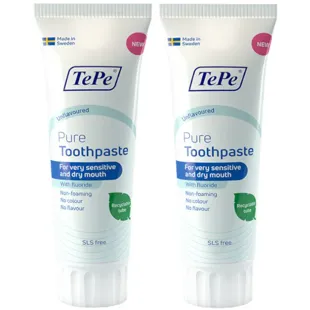 TePe Pure Unflavored Toothpaste 2x75ml