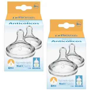 Dr. Brown&#39;s Options+ Wide Mouth Nipple Level 3 +6m 2x2 Einheiten