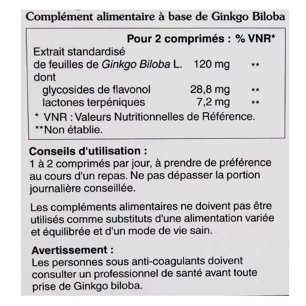 Pharma Nord Ginkgo Biloba 60 comprimés