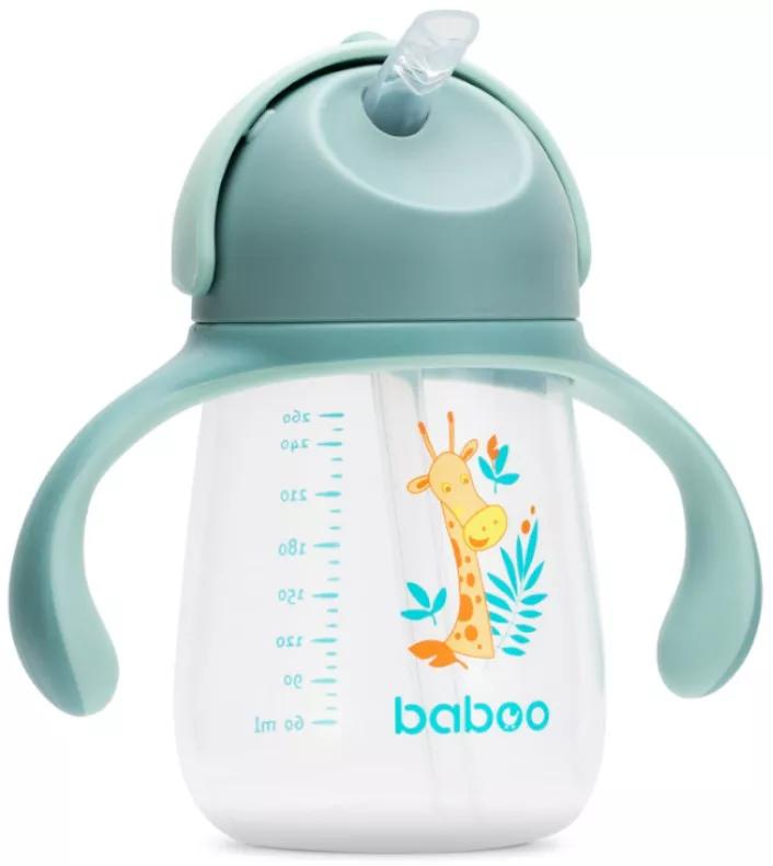 Baboo Gobelet Silicone avec Paille Safari Vert +9m 260 ml