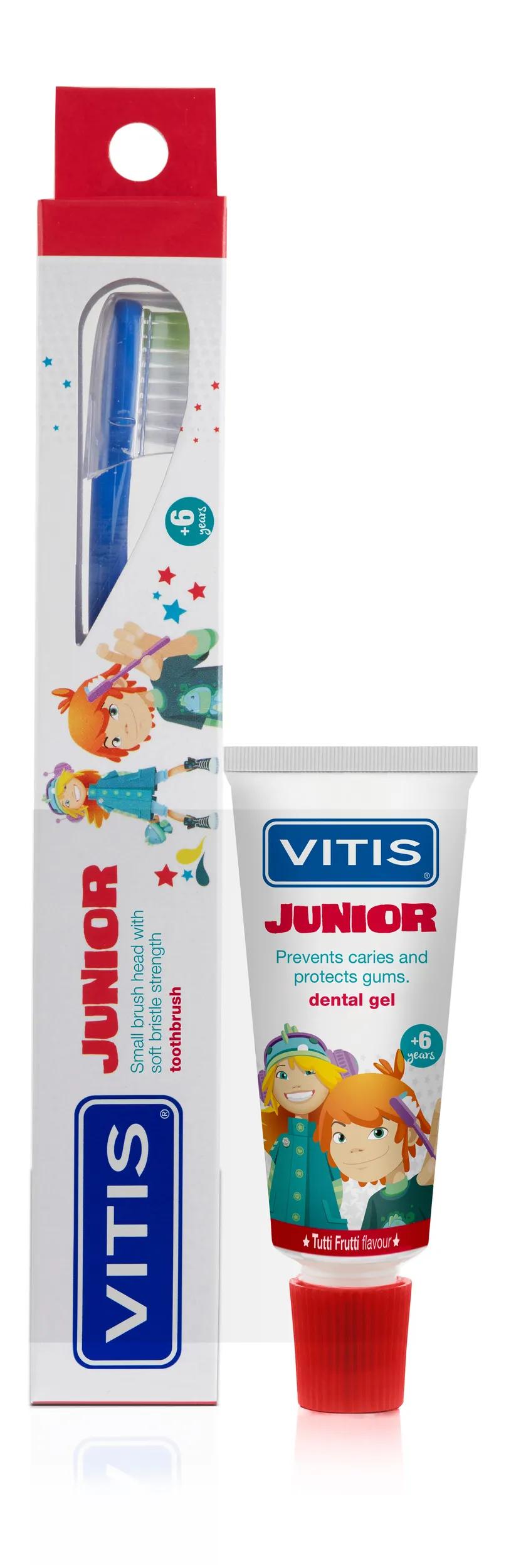 Vitis Junior Spazzolino Bambini +6 anni + Gel Dentifricio 8 ml