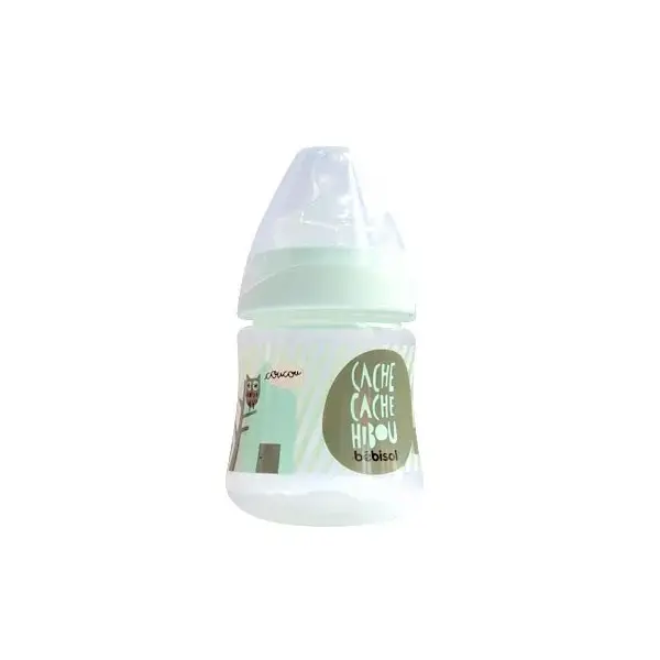 Bebisol bottiglia collo di Anti-Colique Silicone 0-6 mesi piuma blu 150ml