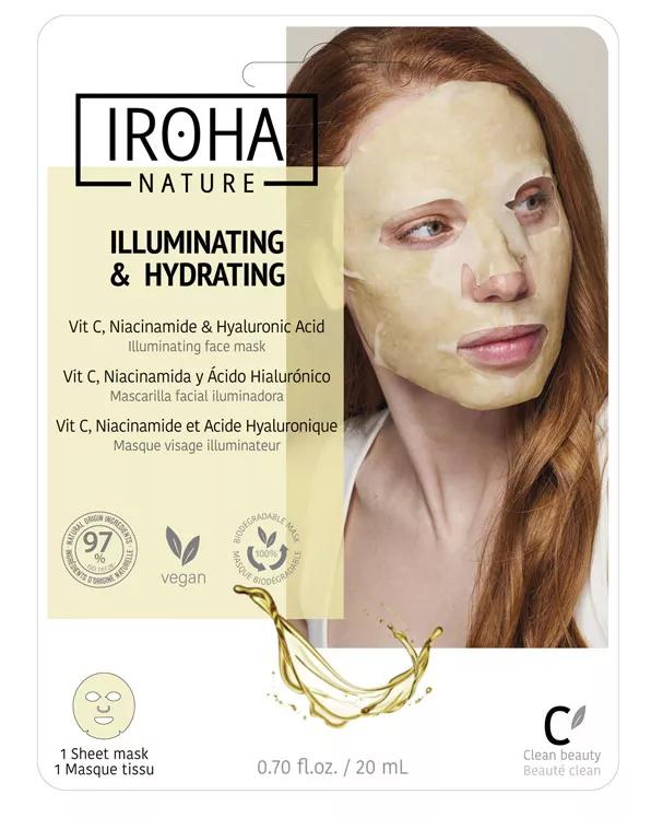 Iroha Nature Máscara Tecido Vitamina C Pura + Ácido Hialurónico 1 un