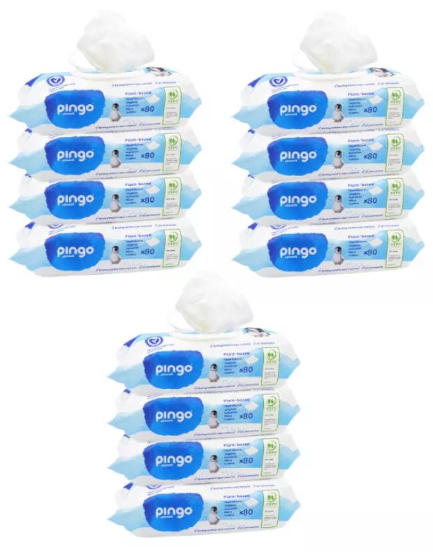 Pingo unparfümierte ökologische Tücher, 12 x 80 Einheiten