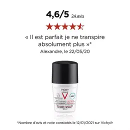 Vichy Homme Déodorant Anti-Transpirant Anti-Traces 48h Roll-On 50ml