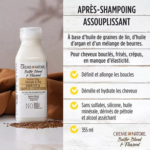 Creme of Nature Butter Blend & Flaxseed Après-shampoing assouplissant 355ml