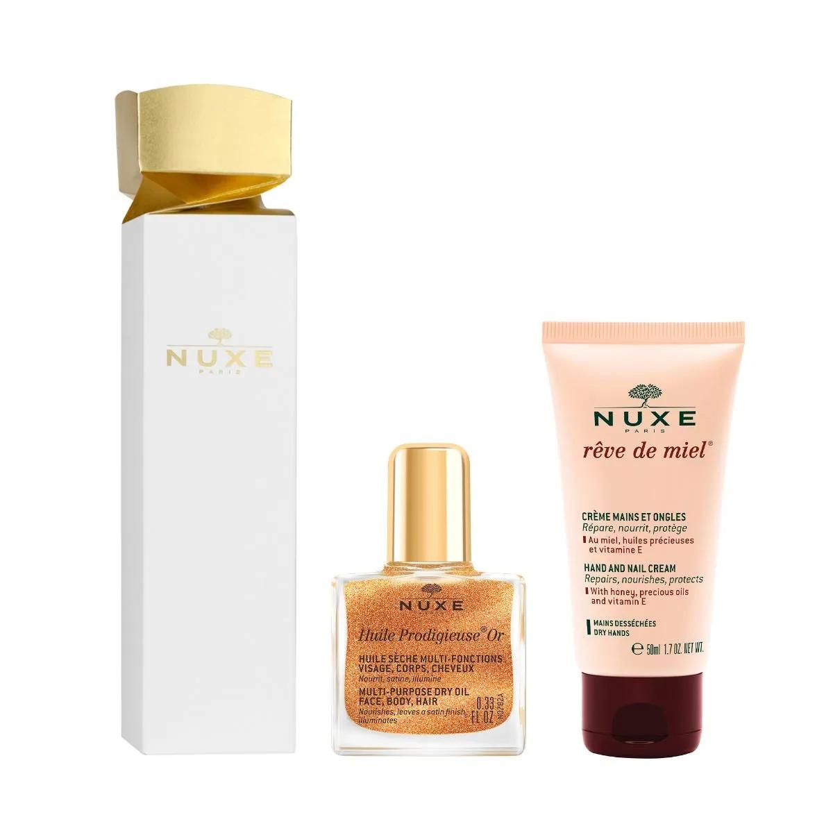 Nuxe Cracker Rêve De Miel & Huile Prodigieuse Crema Mani + Olio Idratante Oro 