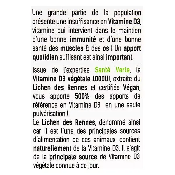 Santé Verte Vitamina D3 Vegetal 1000UI Spray 20ml