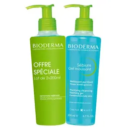 Bioderma Sébium Gel Moussant Purifiant Peaux Mixtes à Grasses Lot de 2 x 200ml