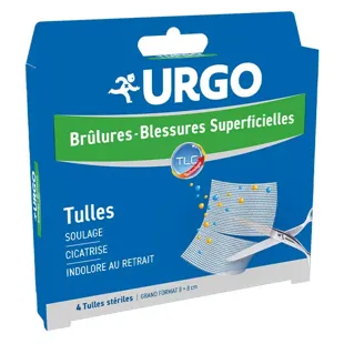 Urgo Bruciature Ferite Superficiali Tulle Idrocolloidi 8 x 8cm 4 Unità