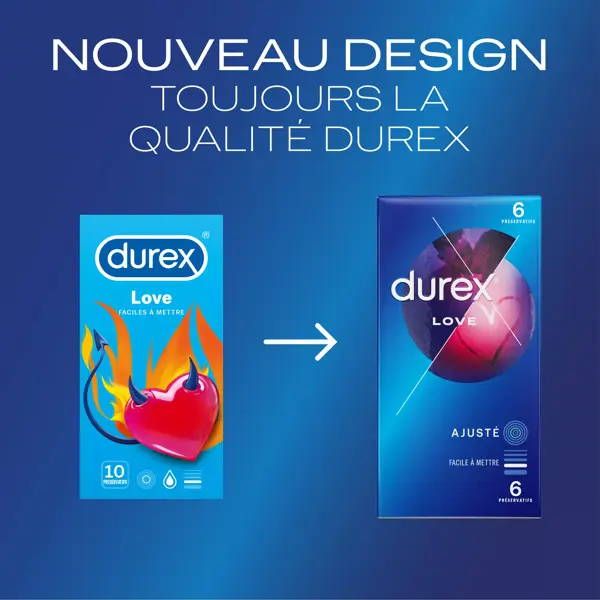 Durex Préservatifs Love - 6 Préservatifs Faciles à Mettre