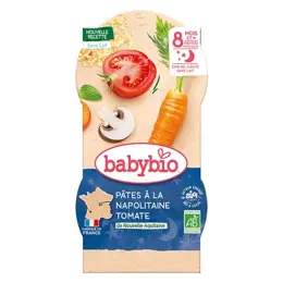 Babybio Repas Soir Bol Pâtes à la Napolitaine Tomate +8m Bio 2 x 200g