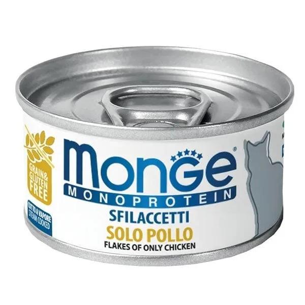 Monge Monoprotein Sfilaccetti Solo Pollo Cibo Umido Per Gatti Adulti 80G