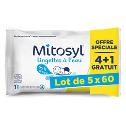 Mitosyl Lingettes à l'eau pour bébé - 5 sachets de 60 lingettes - EG LABO