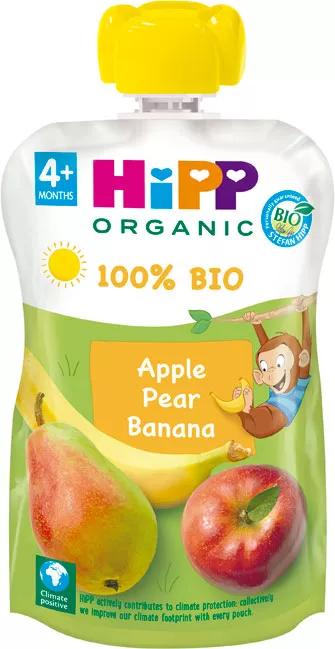 HiPP Pouches de Manzana, Pera y Plátano +4m BIO 100 gr