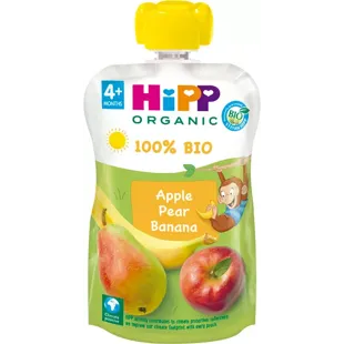 HiPP Pouches de Manzana, Pera y Plátano +4m BIO 100 gr