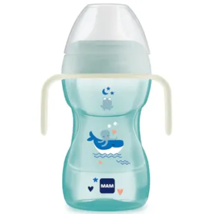 Copo de aprendizagem MAM Day&amp;Night Spill-Proof +8 meses Azul 270 ml 
