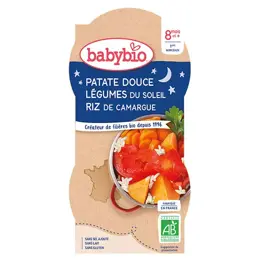 Babybio Repas Soir Bol Patate Douce Légumes Riz +8m Bio 2 x 200g